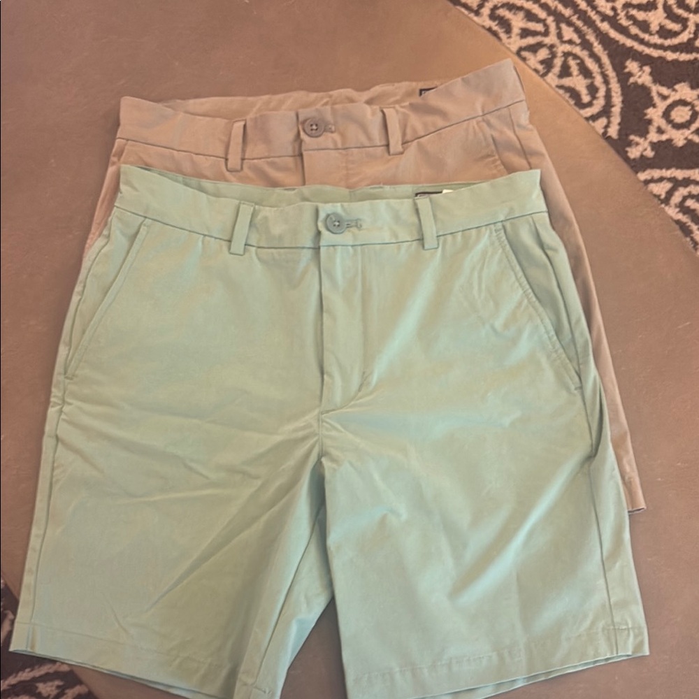 Vineyard Vines Performance Shorts in Sage and Khaki Two Pairs